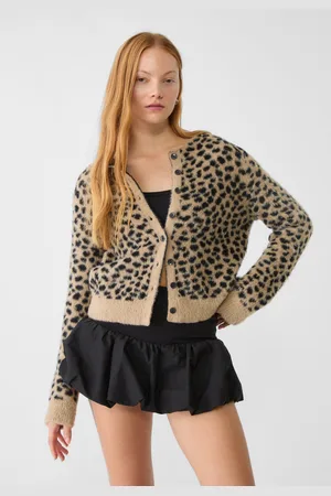 Stradivarius Cardigan leopardato in maglia con bottoni M