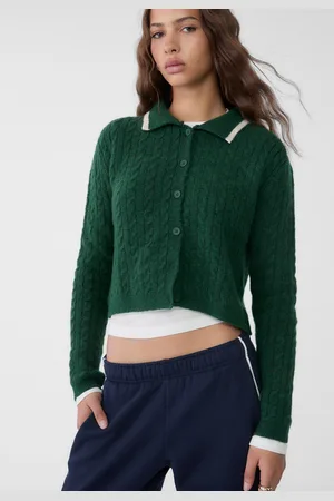 Stradivarius Cardigan in maglia a trecce con bottoni L