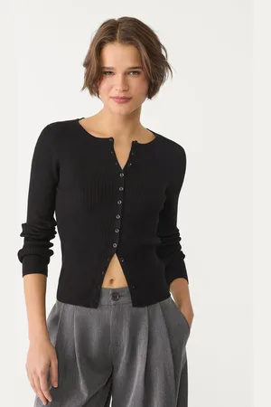 Stradivarius Cardigan in maglia canneté con bottoni S