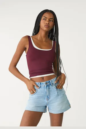 Stradivarius Shorts denim risvolto 48