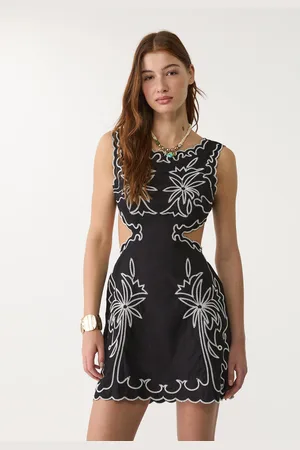 Stradivarius Vestito corto ricamo palme S
