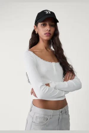 Stradivarius Maglietta con finiture in pizzo L