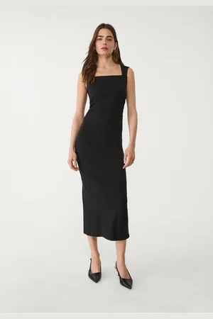 Stradivarius Vestito midi scollo quadrato L