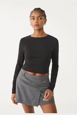 Stradivarius Maglietta cropped maniche lunghe cotone M