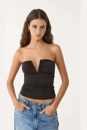 Stradivarius Top corto drappeggiato con scollo a V M