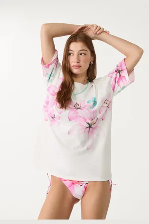Stradivarius Maglietta oversize heavy cotton stampa M
