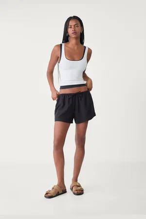 Stradivarius Shorts con coulisse in lino L