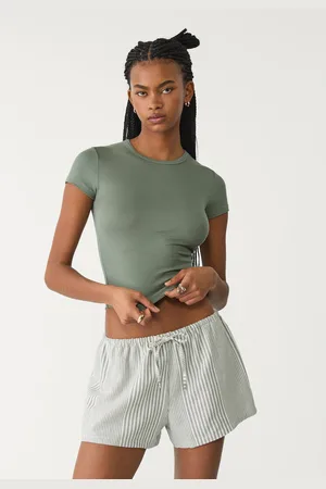 Stradivarius Shorts fluidi con lino XL