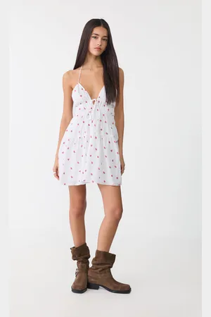Stradivarius Vestito corto con stampa fragole XS