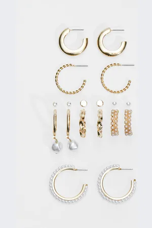 Stradivarius Set di 9 paia di orecchini e orecchini a cerchio con perle OS