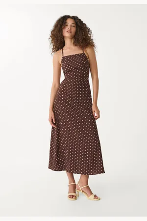 Stradivarius Vestito lungo a pois con schiena scoperta S