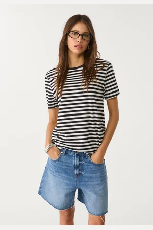Stradivarius Maglietta basic regular fit collo rotondo a righe M