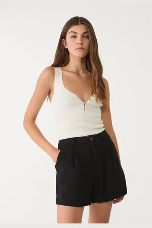 Stradivarius Shorts morbidi pieghe misto lino 36