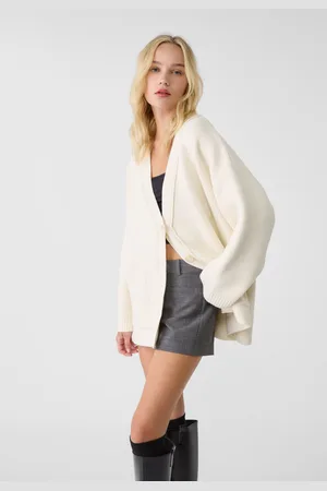 Stradivarius Cardigan lungo in maglia con tasche M-L