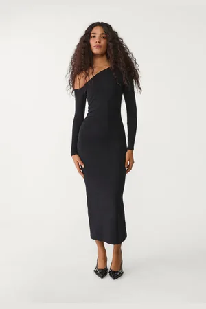 Stradivarius Vestito lungo con scollo asimmetrico XL