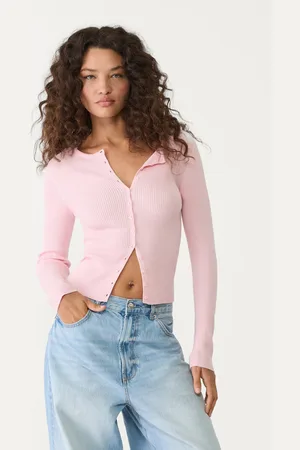 Stradivarius Cardigan in maglia canneté con bottoni L