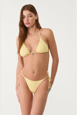 Stradivarius Top bikini triangolare con charm in ceramica XL