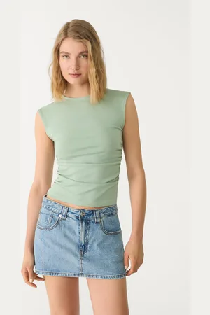 Stradivarius Maglietta basic fitted effetto arricciato M