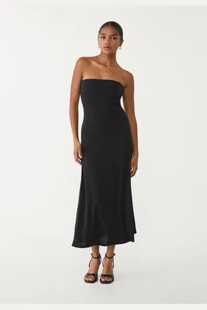 Stradivarius Vestito midi svasato spalle scoperte XS