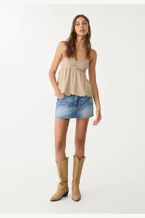 Stradivarius Top crochet volant M
