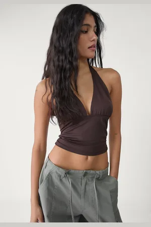 Stradivarius T-shirt halter arricciata M