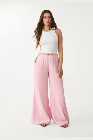 Stradivarius Pantaloni palazzo morbidi misto lino XS