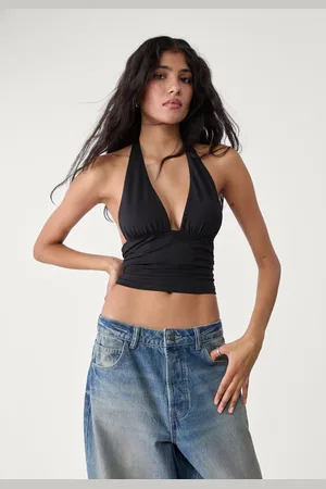 Stradivarius T-shirt halter arricciata XS