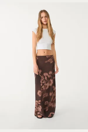 Stradivarius Gonna midi in tulle stampato XL