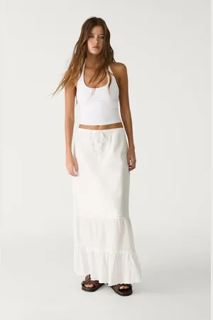 Stradivarius Gonna fluida midi con ricami M