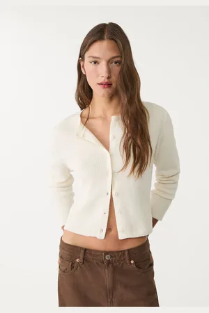 Stradivarius Cardigan in maglia a coste con bottoni S