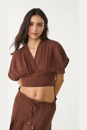 Stradivarius Blusa cropped cotone maniche a kimono M