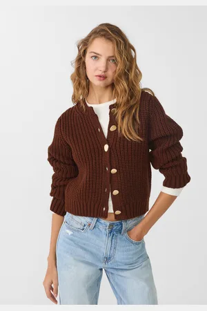 Stradivarius Cardigan in maglia con bottoni dorati XS