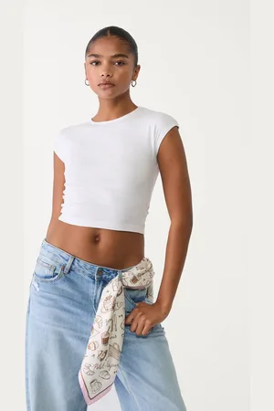 Stradivarius Maglietta basic aderente cropped S