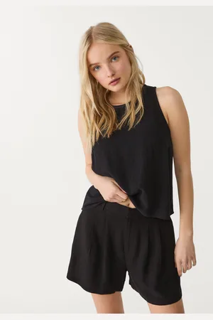 Stradivarius Shorts fluidi con lino 42