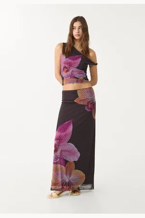 Stradivarius Gonna midi in tulle stampato S