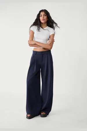 Stradivarius Pantaloni eleganti wide leg pince 42