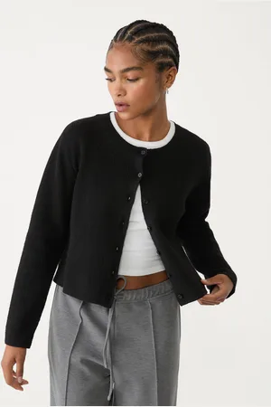 Stradivarius Cardigan in maglia a coste con bottoni S