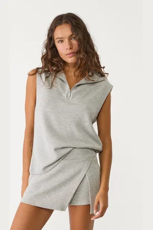 Stradivarius Gilet cerniera tessuto morbido L