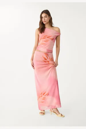 Stradivarius Gonna midi in tulle stampato M
