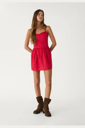 Stradivarius Vestito corto con spalline ricamate XL