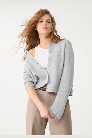 Stradivarius Cardigan in maglia a coste con bottoni L