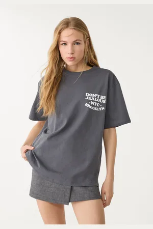 Stradivarius Maglietta oversize heavy cotton stampa L