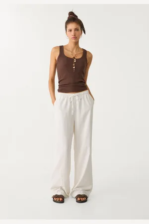 Stradivarius Pantaloni fluidi con lino S