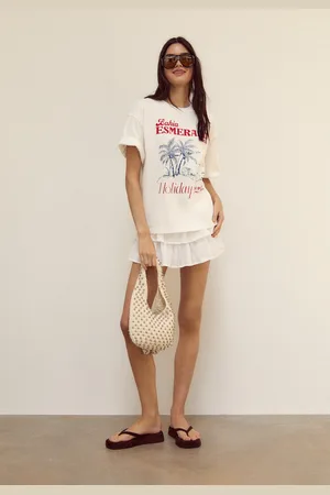 Stradivarius Pantalone a gonna fluido con volant M
