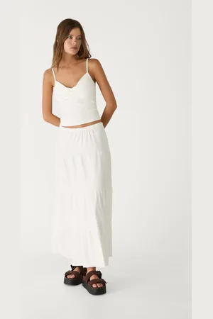 Stradivarius Gonna lunga fluida in maglia L
