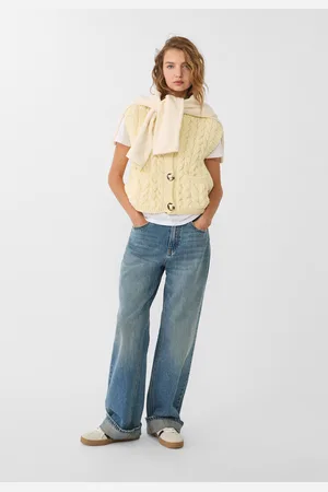 Stradivarius Gilet in maglia a trecce bottoni dorati L