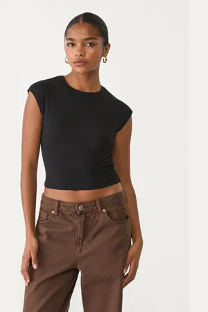 Stradivarius Maglietta basic aderente cropped S