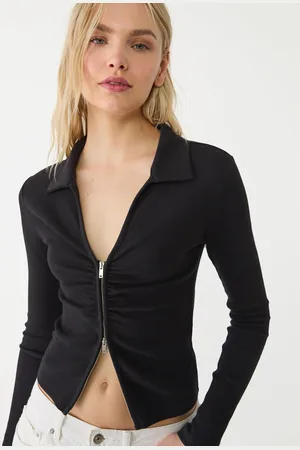 Stradivarius Top stile polo con cerniera XL