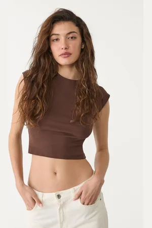 Stradivarius Maglietta basic aderente cropped XS