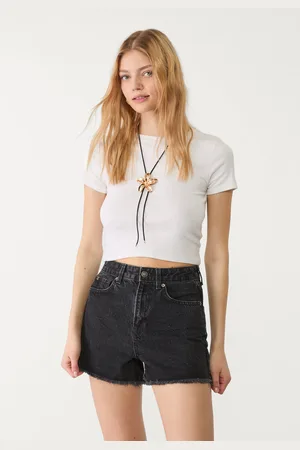 Stradivarius Shorts in denim con strass 44